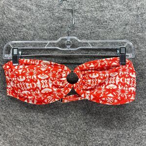 Converse All Star Bikini Top Women M Medium Red Geometric Nylon Lined Strapless